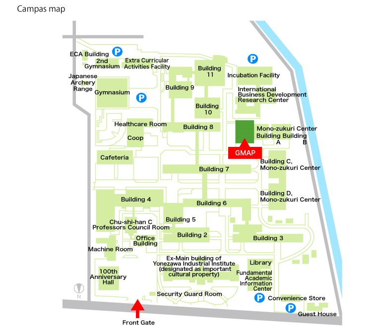 山形大学工学部構内の地図